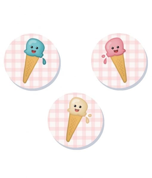 cute ice cream badge set
