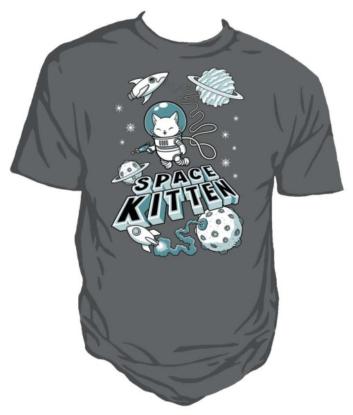 Space Kitten cute Unisex charcoal T-shirt