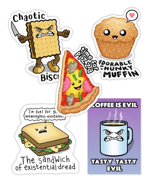 Food Set of five stickers.