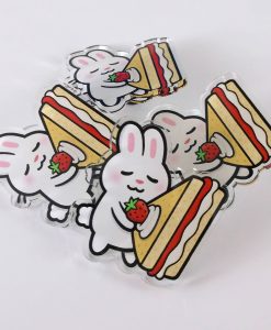 Bunny Cake acrylic pin badge