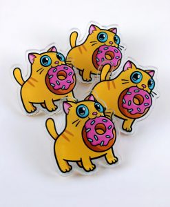 Doughnut Cat 40mm Acrylic Pin Badge.