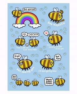 Bees A5 Vinyl sticker sheet