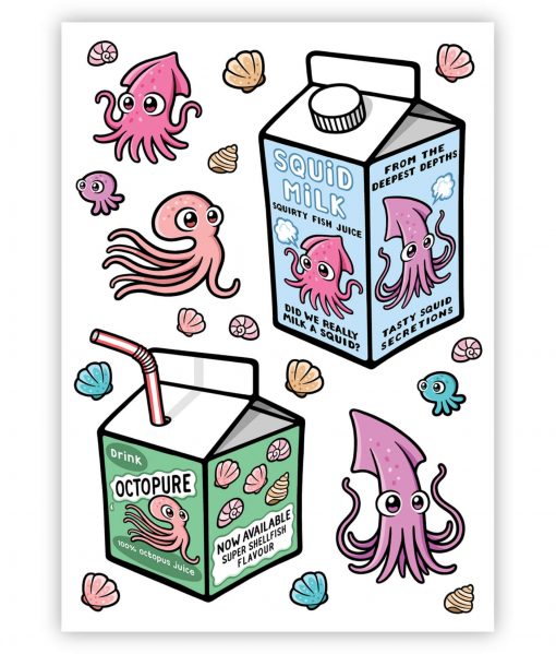 Squid A5 vinyl sticker sheet