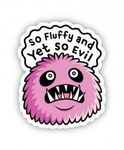 pink evil fluffy bitey thing pink Acrylic pin badge
